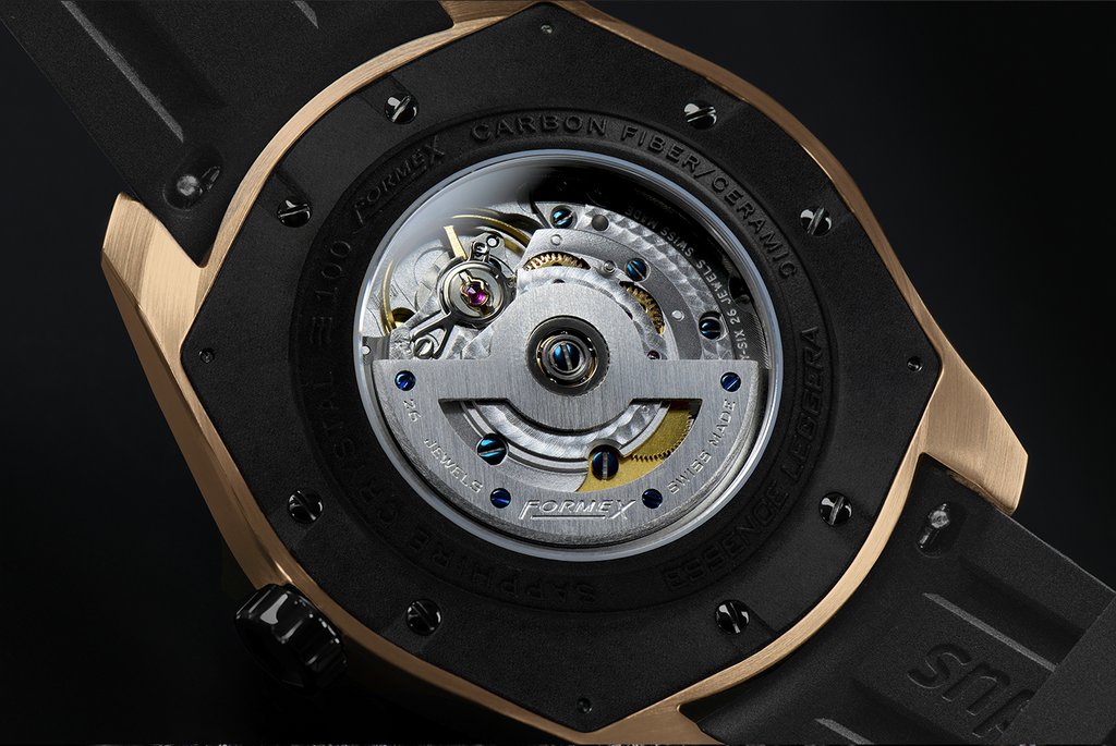 the Essence Automatic Chronometer Oro LE Carbon Fiber Ceramic back
