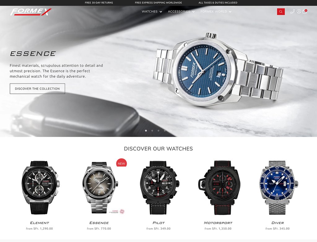 Formex Swiss Watches website screenshot